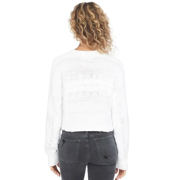 RTA • White Fever Distressed Cable Knit Cropped Sweater, M - Picture 4 of 16